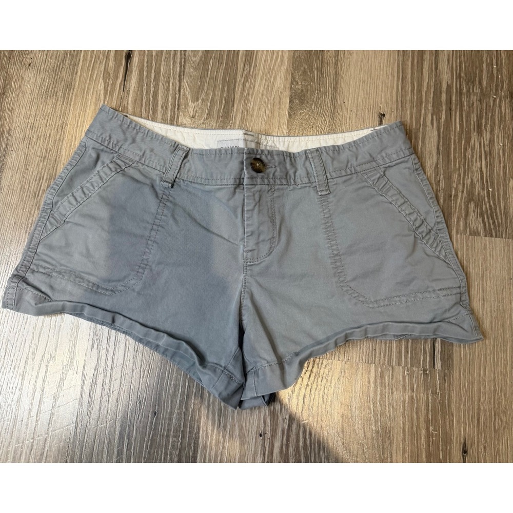 Y2K Old Navy Womens Low Rise Gray Chino Shorts Size 4 Cotton Summer Casual